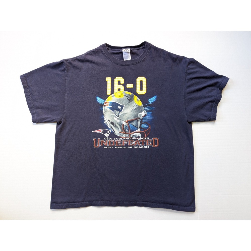 New England Patriots 16-0 Shirt Mens XL Perfect Season 2007 NFL Blue
